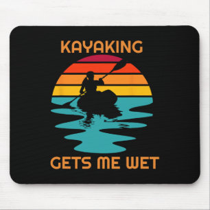 Sunset Women Kayaking Gets Me Wet Kayak Boating Pa Mouse Pad