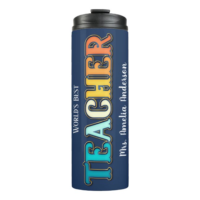 Sunset World's Best Teacher Appreciation Gift Thermal Tumbler (Front)