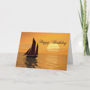 Sunset yacht birthday card