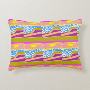 Sunset Yacht Waves  Decorative Cushion