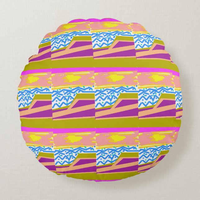 Sunset Yacht Waves  Round Cushion (Front)