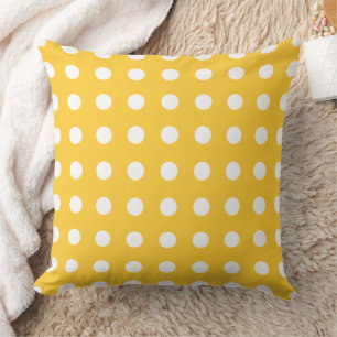 Sunset Yellow and White Polka Dot Reversible Cushion
