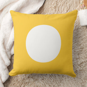 Sunset Yellow and White Polka Dot Reversible Cushion