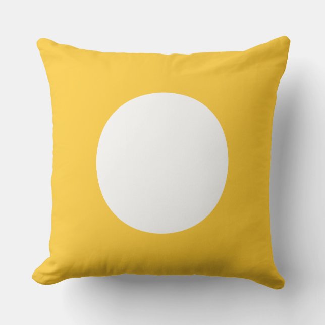 Sunset Yellow and White Polka Dot Reversible Cushion (Front)