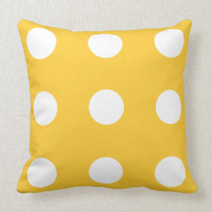 Sunset Yellow and White Polka Dot Reversible Cushion