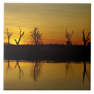 Sunset, Yellow Water Billabong Ceramic Tile