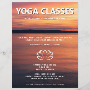 Sunset Yoga Classes Yoga Studio Promotional Flyer