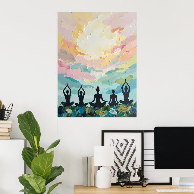 Sunset Yoga Meditation Poster (Home Office)