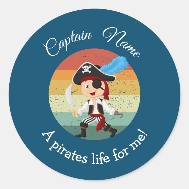 Sunset YOUNG Feather Boy Party Pirate   Classic Round Sticker (Front)
