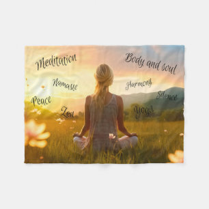 Sunset Zen Meditation Harmony Body and Soul Fleece Blanket