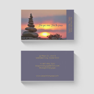 Sunset Zen Stones Yoga Instructor Dark Blue Business Card