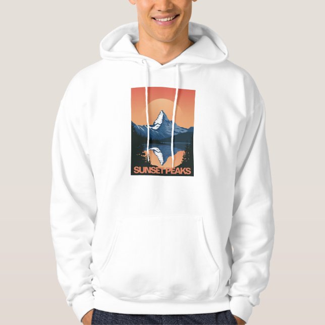 SunsetPeak: Majestic Mountain Sunset Hoodie (Front)