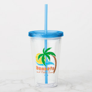 Sunsets And Palm Trees Summer Season Acrylic Tumbler