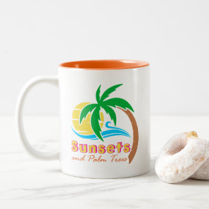Sunsets And Palm Trees Summer Season Two-Tone Coffee Mug