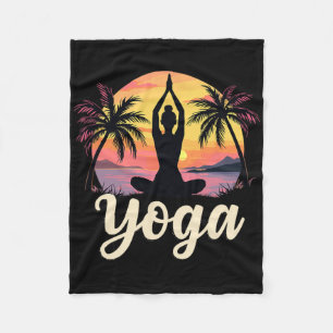 Sunsets And Yoga Meditation - Namaste Vintage Yoga Fleece Blanket