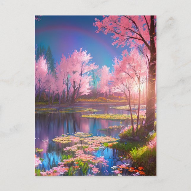 Sunset's Beauty Unveiled in the Wetlands Postcard (Front)