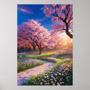 Sunset's Glory in a Park Poster
