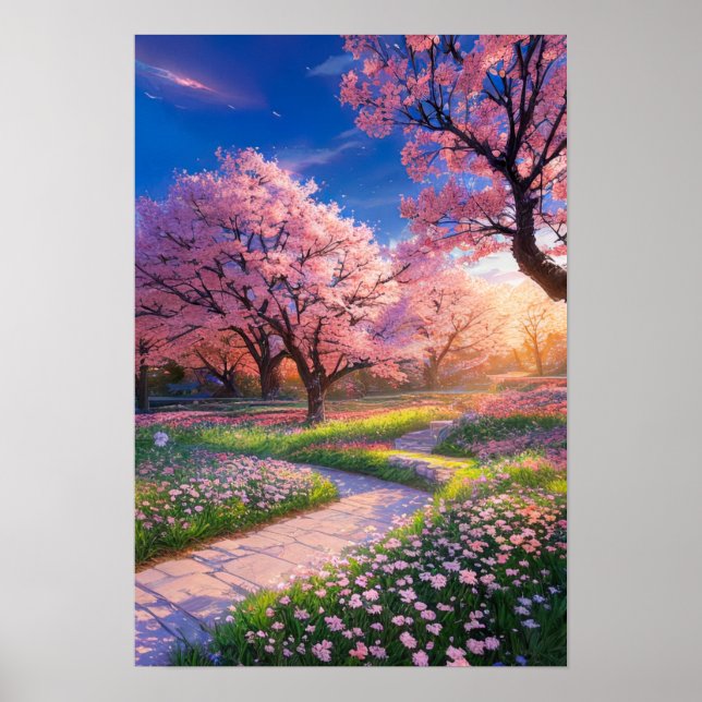 Sunset's Glory in a Park Poster (Front)