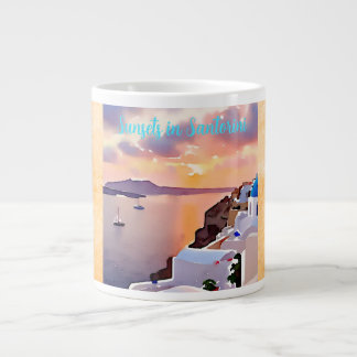 Sunsets in Santorini  Large Coffee Mug