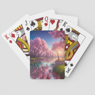 Sunset's Slumber on the Peaceful River Playing Cards