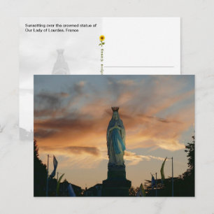 Sunsetting over Our Lady of Lourdes, France -  Postcard