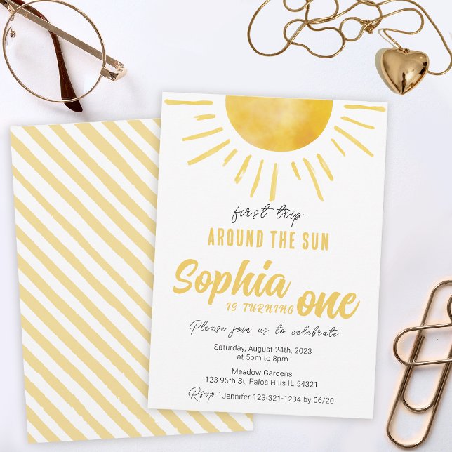 Sunshine 1st birthday First trip around the sun Invitation (Creator Uploaded)