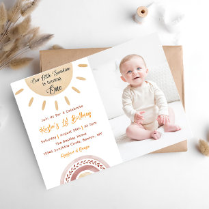 Sunshine 1st Birthday Our Little Sunshine Photo Invitation