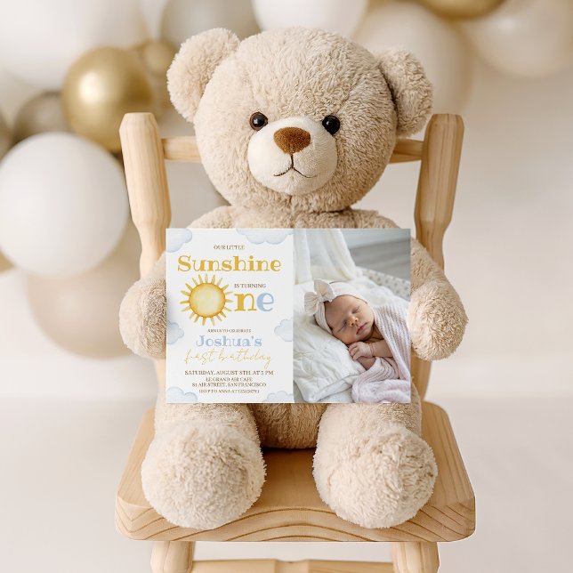 Sunshine 1st Birthday Photo Invite (Creator Uploaded)