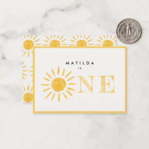 sunshine 1st birthday sun yellow thank you card