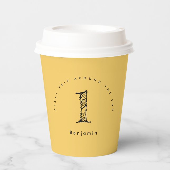 sunshine 1st birthday watercolor sun  paper cups (Front)