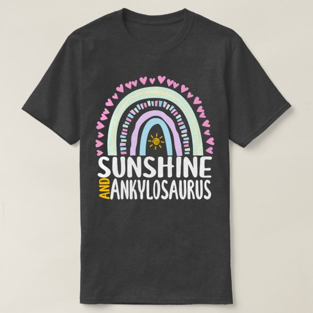 Sunshine and Ankylosaurus Cute Rainbow Gift for Wo T-Shirt (Design Front)