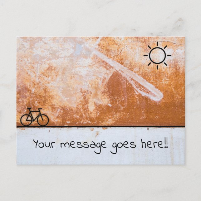 Sunshine and Bicycle Design on Orange Texture Postcard (Front)