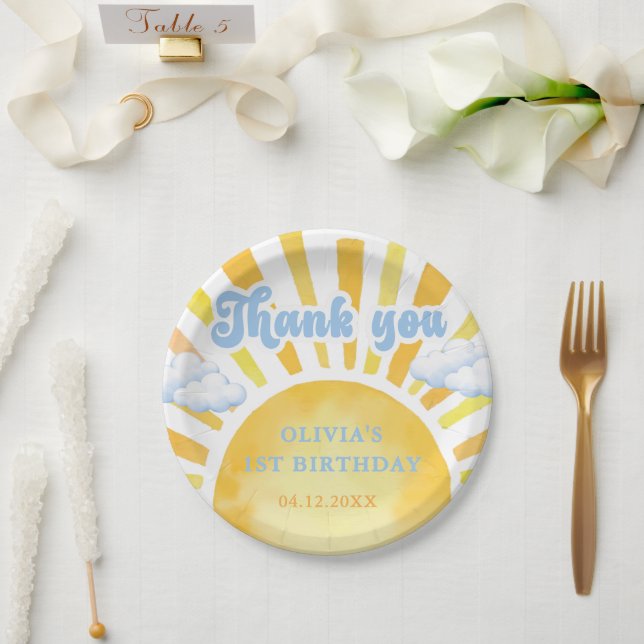 Sunshine And Clouds Birthday Party Paper Plates (Wedding)