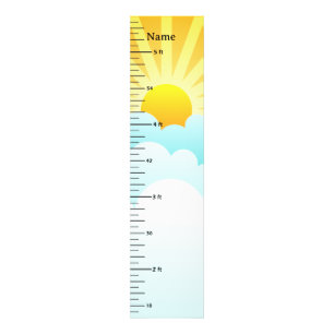 Sunshine and Clouds Growth Chart Add Child's Name Photo Print