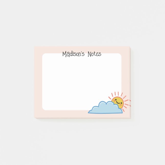 Sunshine And Clouds Personalised Post-it Notes (Front)