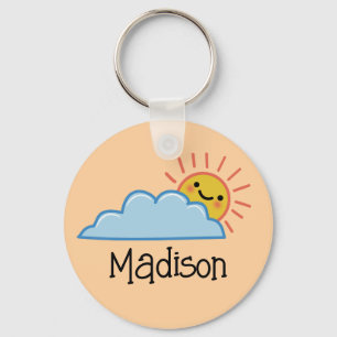 Sunshine And Clouds Personalized Key Ring