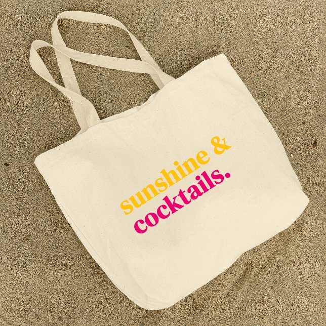 Sunshine and Cocktails Vacation Beach Large Tote Bag (Creator Uploaded)