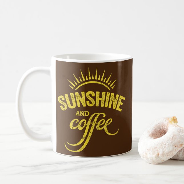 Sunshine And Coffee Vintage Sun Retro Sunshine Mug (With Donut)