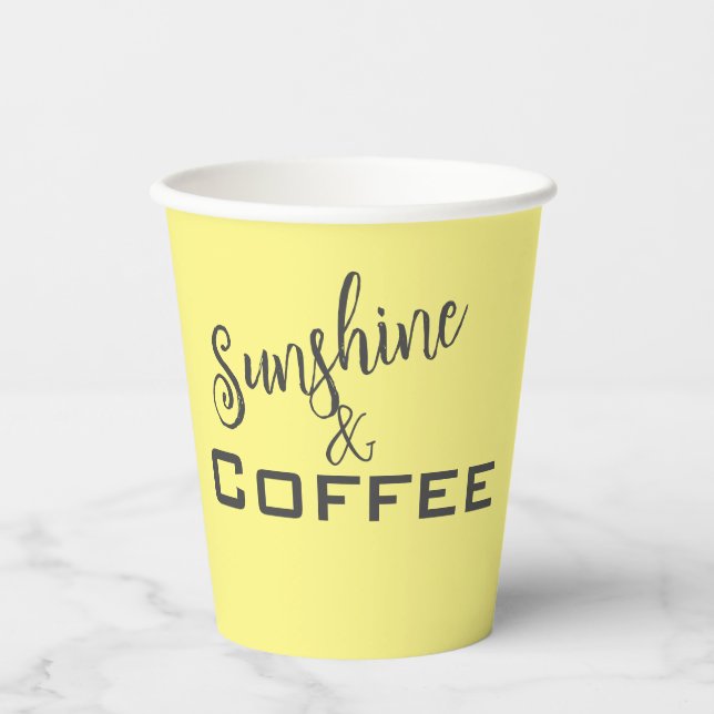 Sunshine and Coffee Yellow Paper Cups (Front)