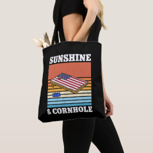 Sunshine And Cornhole Game hobby Retro Gift Funny Tote Bag
