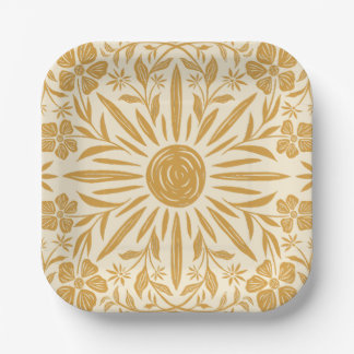 Sunshine and Floral Print Paper Plate