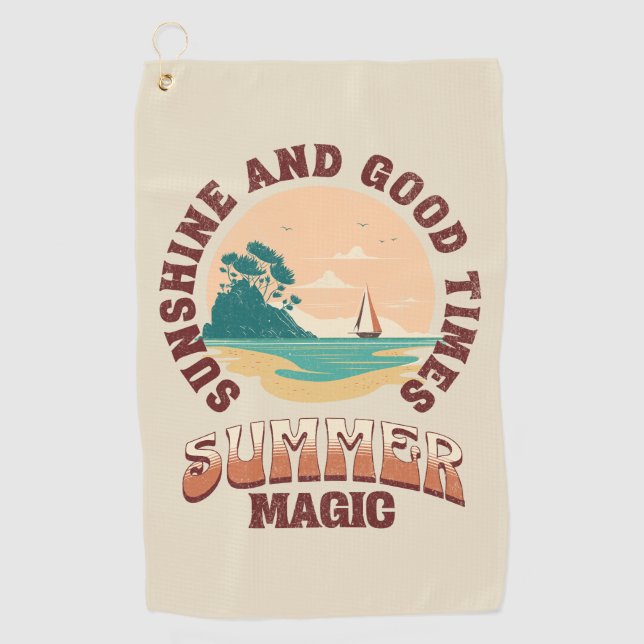 Sunshine and good times - summer magic golf towel (Front)