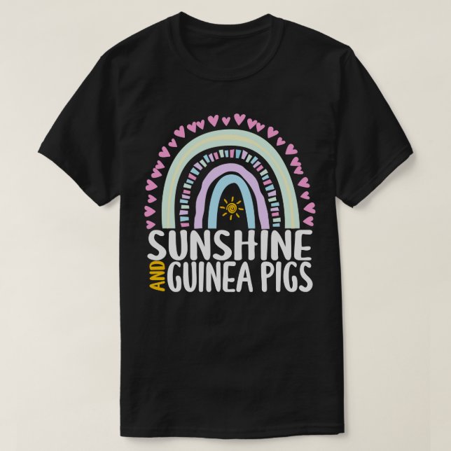 Sunshine and Guinea Pigs Cute Rainbow Gift for Wom T-Shirt (Design Front)