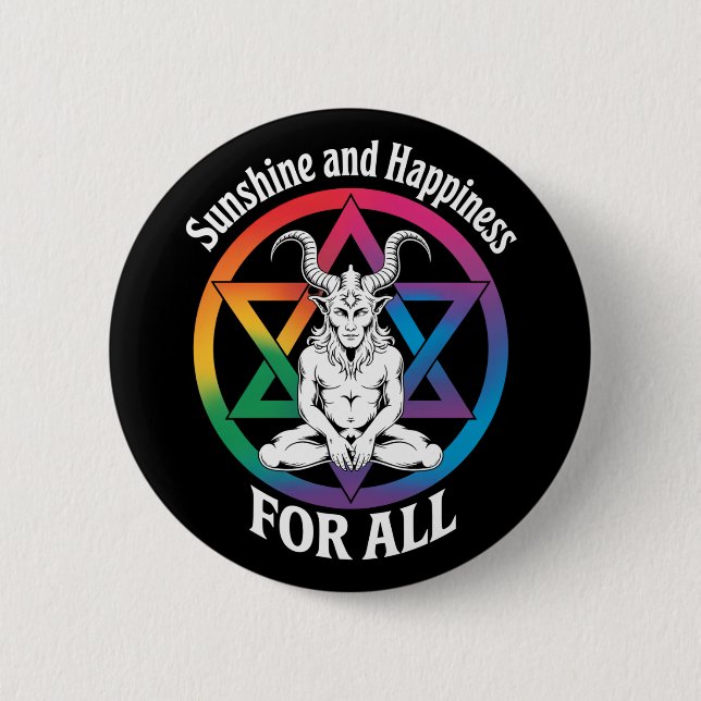 Sunshine And Happiness For All Satan LGBTQ Pride 6 Cm Round Badge (Front)