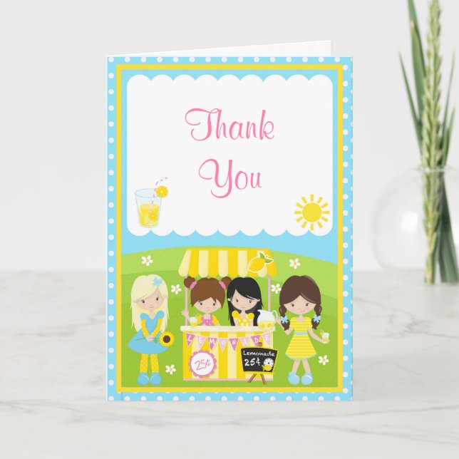 Sunshine and Lemonade Birthday Thank You Card (Front)