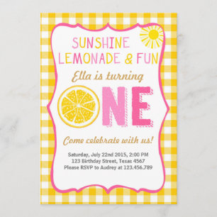 Sunshine and Lemonade sunshine birthday invitation