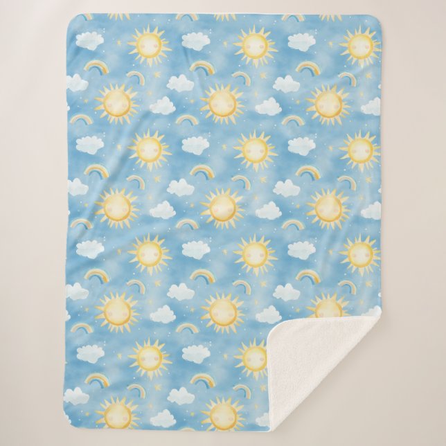 Sunshine and Rainbows Sherpa Blanket (Front)