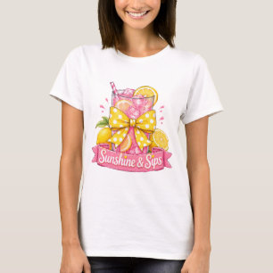 Sunshine and Sips Summer Polka Dot Drink Design T-Shirt