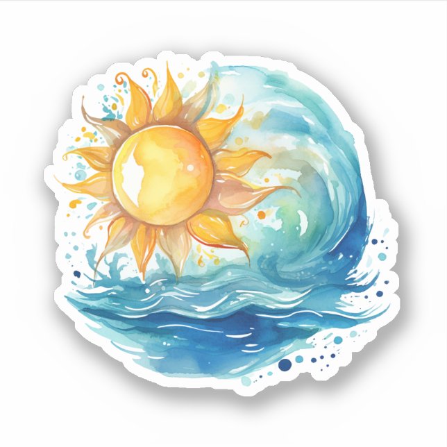 Sunshine and Waves Vinyl Sticker (Front)