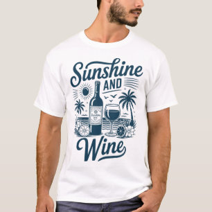 Sunshine And Wine Beach Retro 70s Vintage Vacation T-Shirt